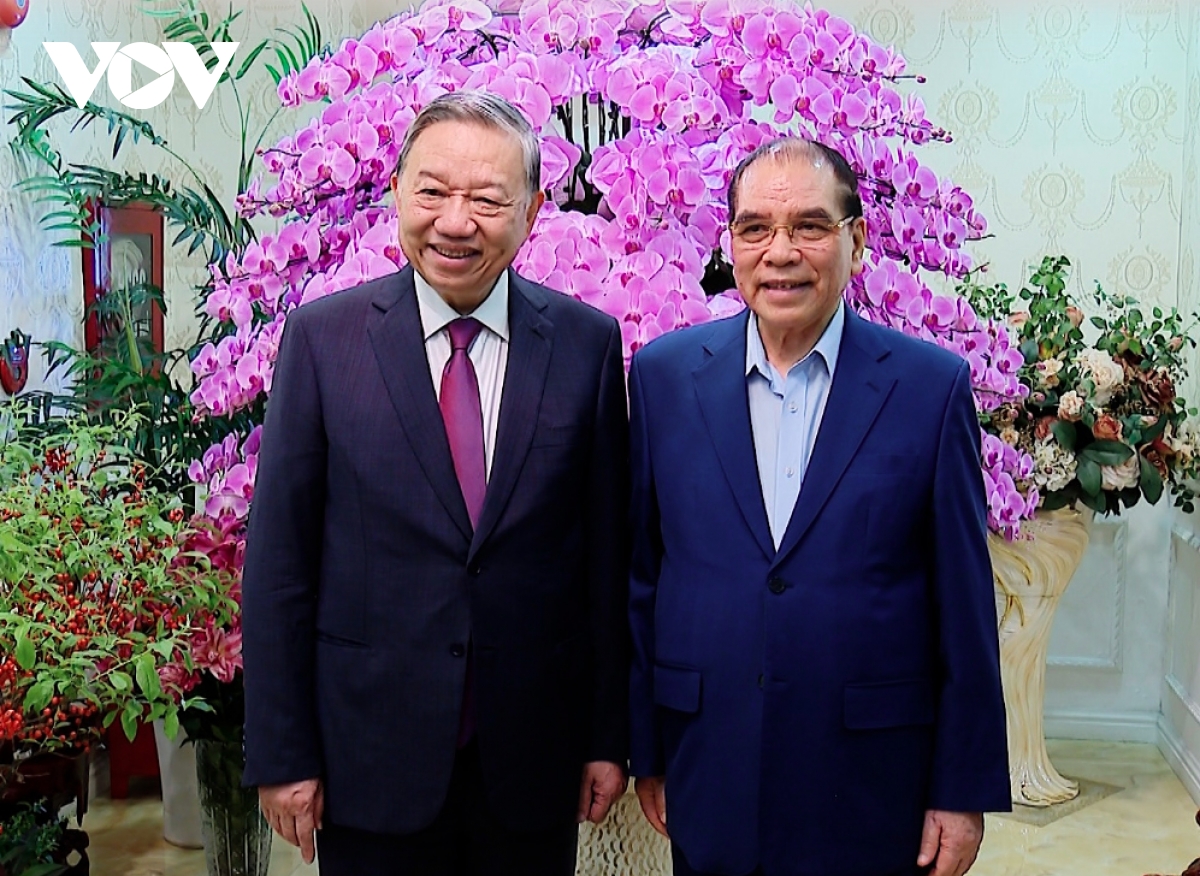 Party chief To Lam pays pre-Tet visit to former leader Nong Duc Manh
